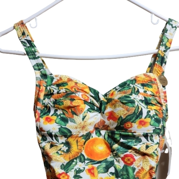 Niptuck swim one pieces floral print swimming color orange green size 6 - Picture 2 of 5